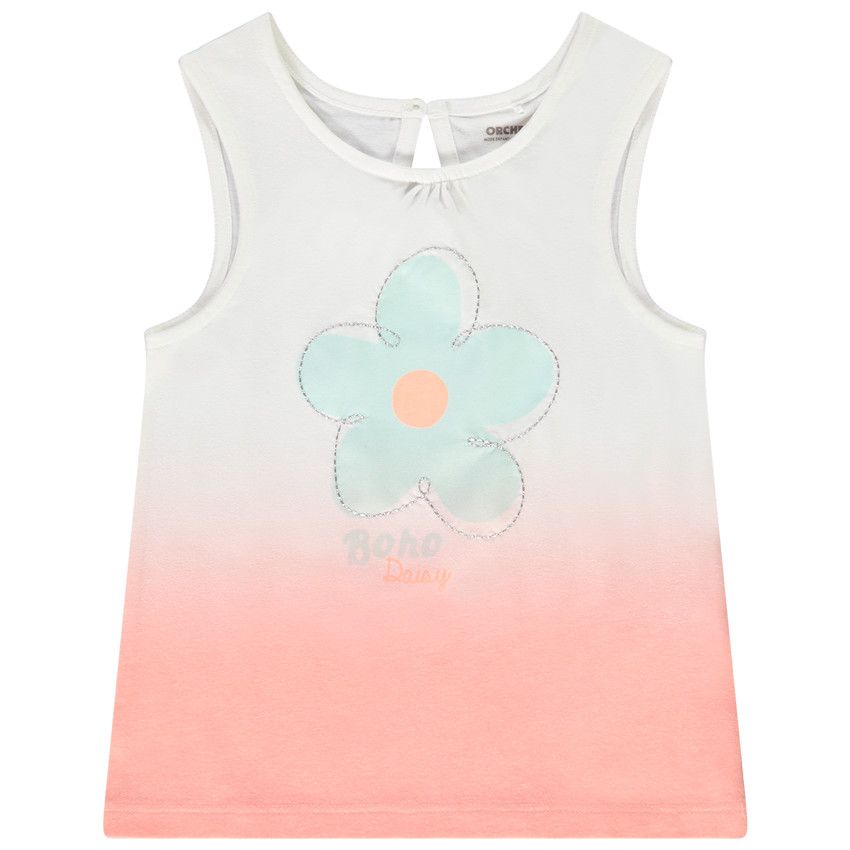 Débardeur en jersey effet tie and dye avec print fleur pour bébé fille - Blanc