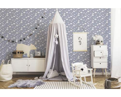 Vliesbehang 38125-2 Little Love Hemelsblauw grijs