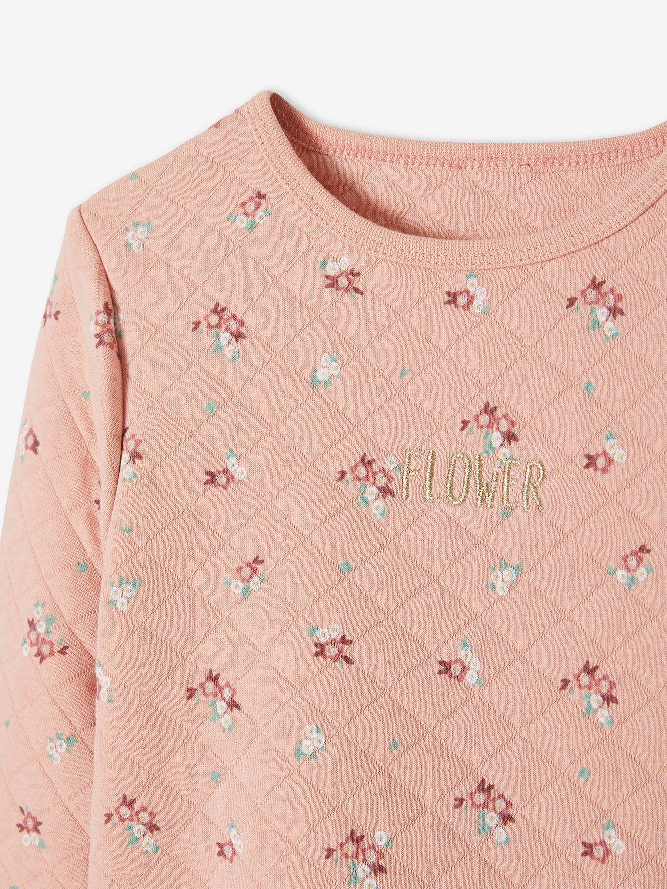 Moletom estampado com leve efeito acolchoado, para meninas, estampa rosa claro.