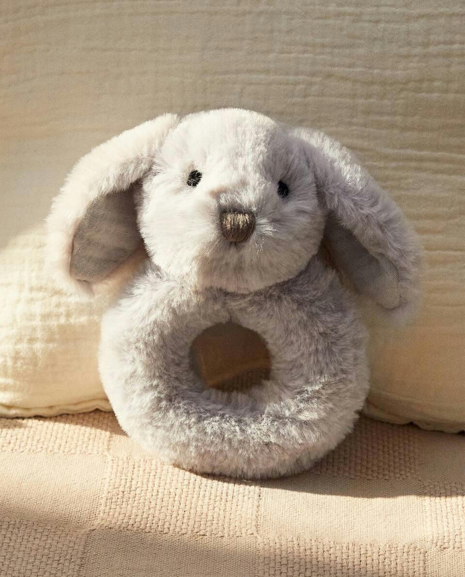 Chocalho de pelúcia em forma de coelho para crianças