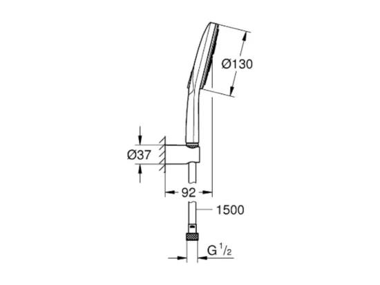 Pommeau de douche GROHE Rainshower SmartActive 130 3 jets avec support