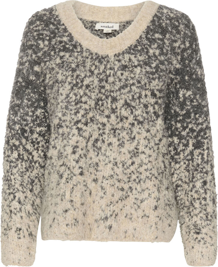 Soaked in Luxury SLVenessa Pullover Oatmeal and grey jaquard