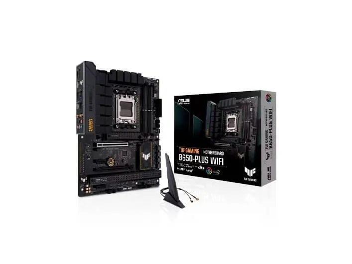 ASUS TUF Gaming B650-Plus WiFi - Bundkort - ATX - Socket AM5 - AMD B650 Chipset - USB-C 3.2 Gen 2x2, USB 3.1 Gen 2, USB 3.2 Gen 2, USB-C 3.2 Gen2, USB-C 3.2 Gen 1 - 2.5 Gigabit LAN, Wi-Fi 6, Bluetooth - onboard grafik (CPU påkrævet) - HD Audio (8-kan