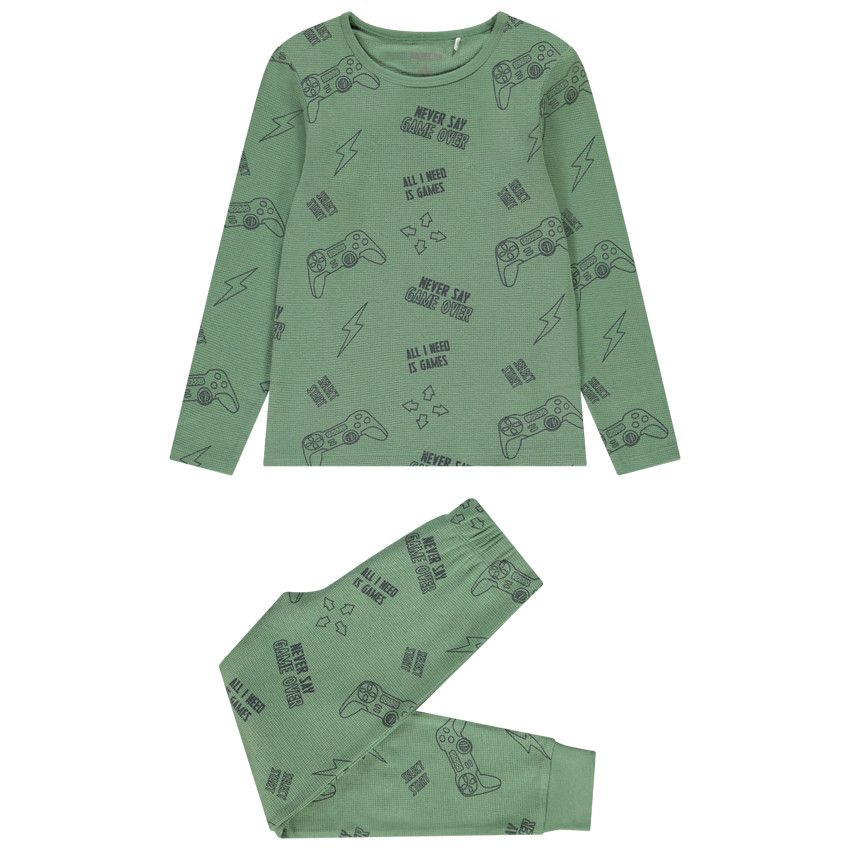 Pyjama 2 pièces imprimé jeux vidéo pour garçon - Vert