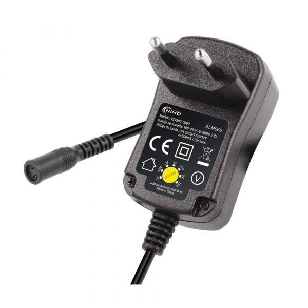 Nimo Fonte de Alimentação Eletrónica 12v 600mah 7,2w com Seletor Ajustável de 3v a 12v - 03101