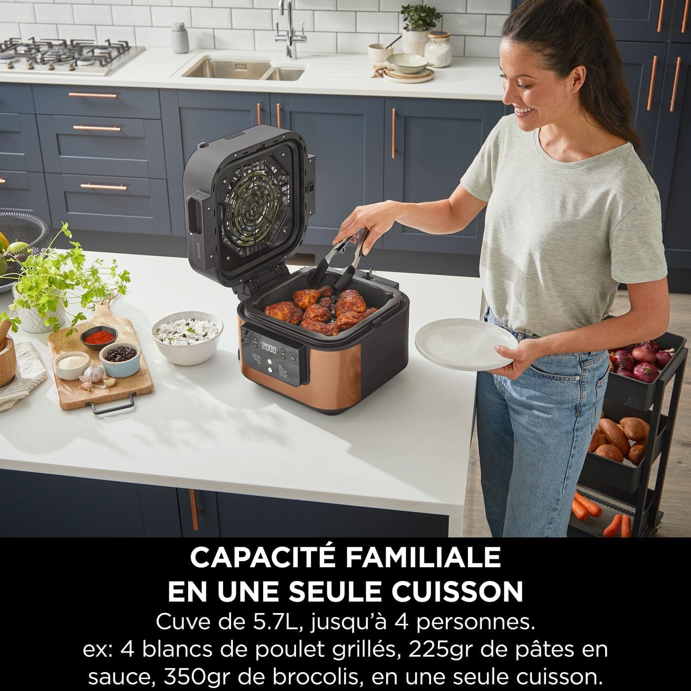 Ninja Speedi 10-en-1 Autocuiseur rapide, Air Fryer, Friteuse à air et Multicuiseur, 5.7L, Repas pour 4 en 15 minutes, Vapeur, Gril, Cuire au four, Rôt