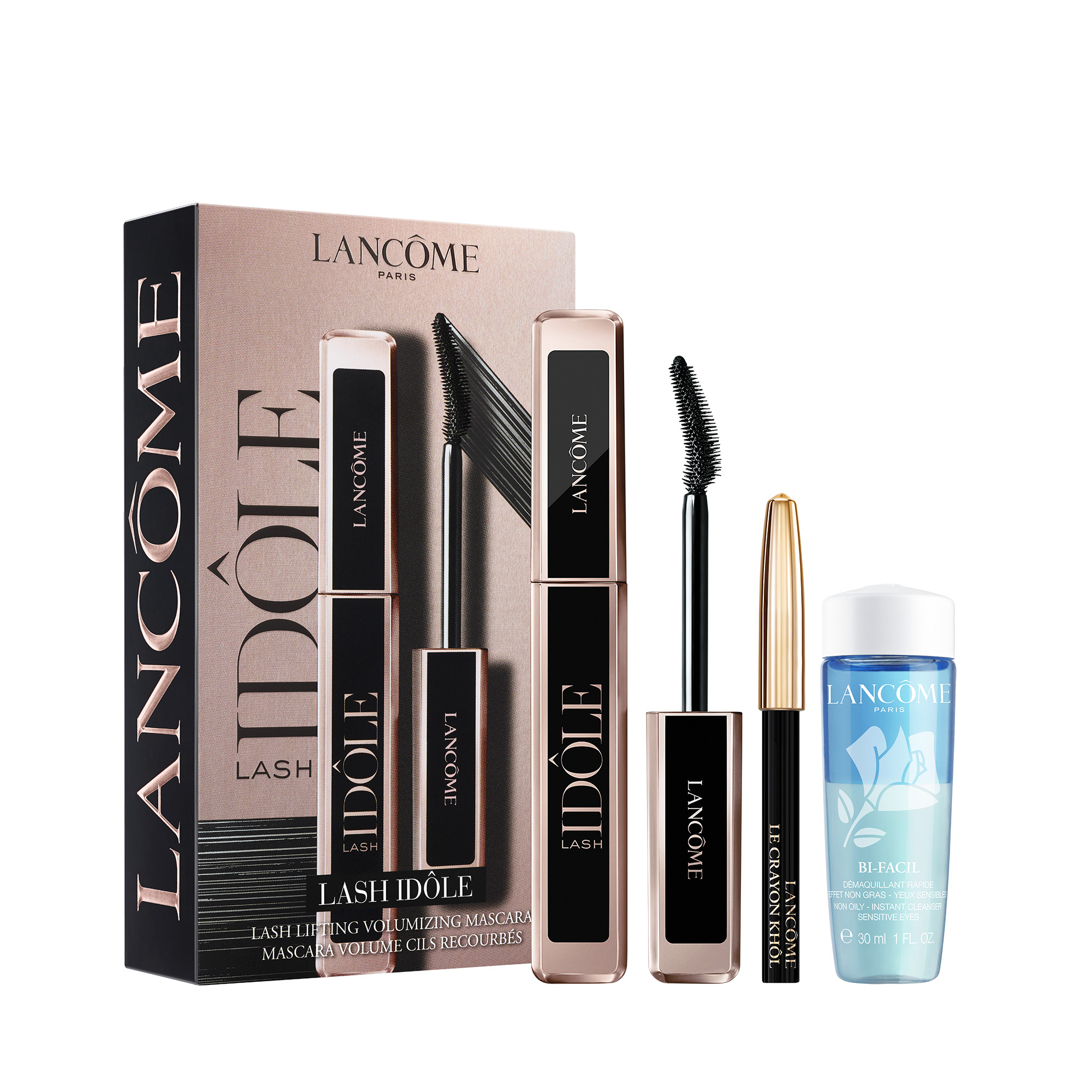 Lancôme Lash Idôle Set Lash Idôle Mascara 8ml   Bi-Facil 30ml   Le Crayon Kôle Eye Pencil Mini 1 Stk