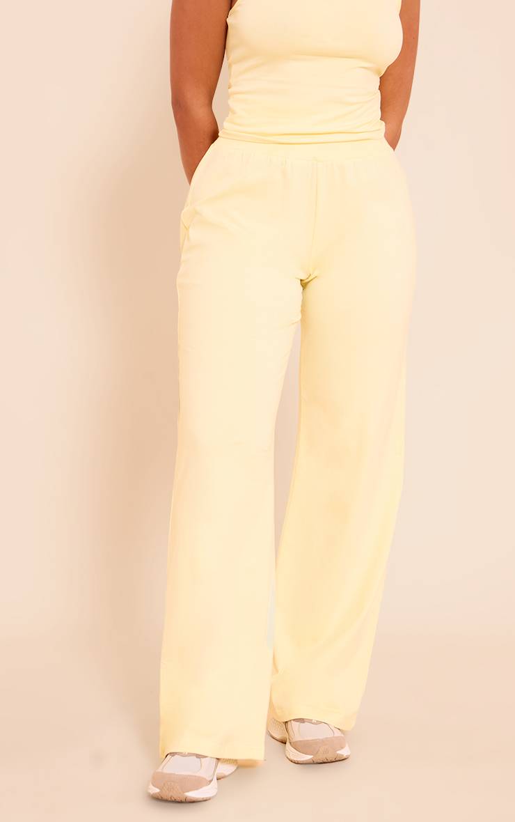 Pale Yellow Pantalon Large Taille Haute Shape Coordonné