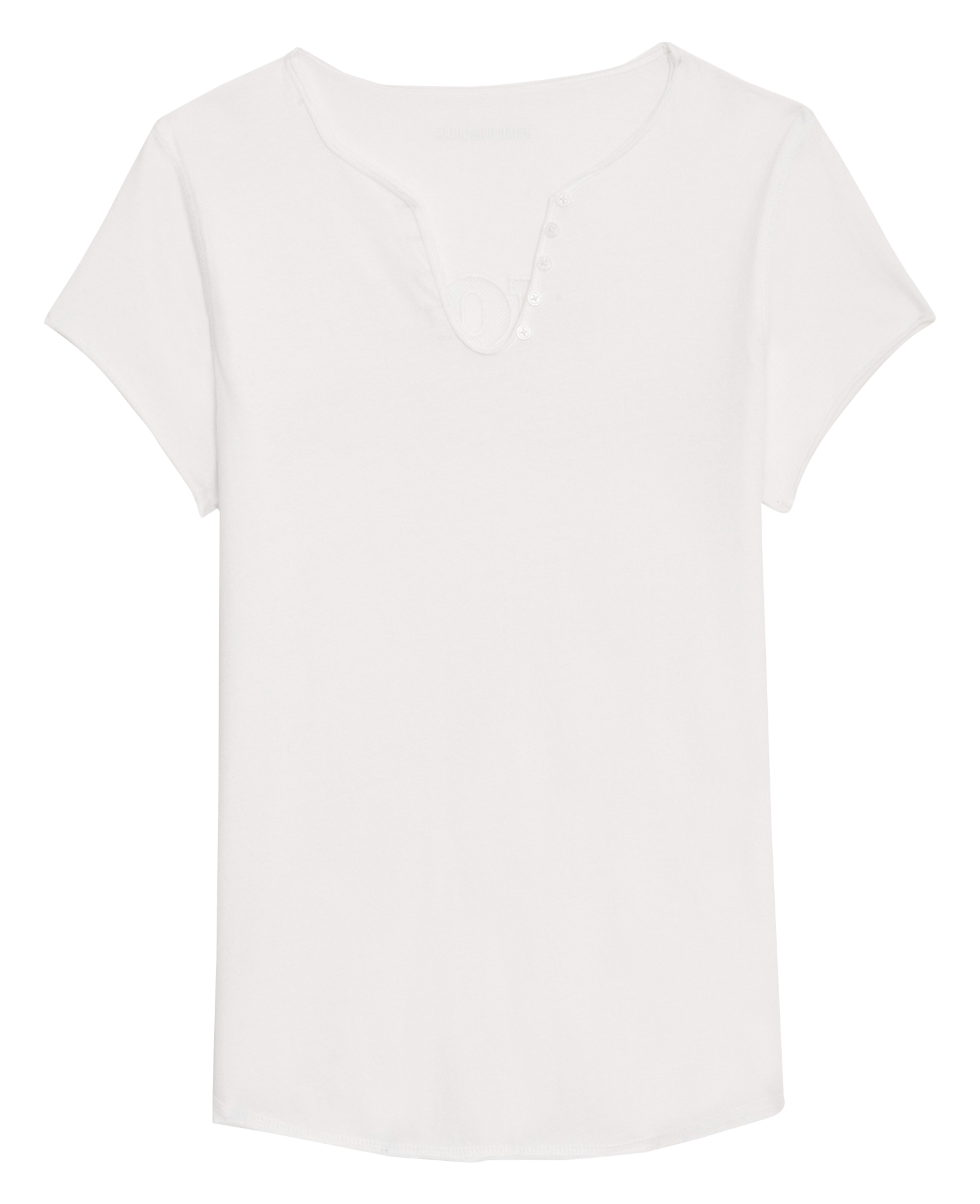 Tee-shirt col tunisien en coton bio | Blanc