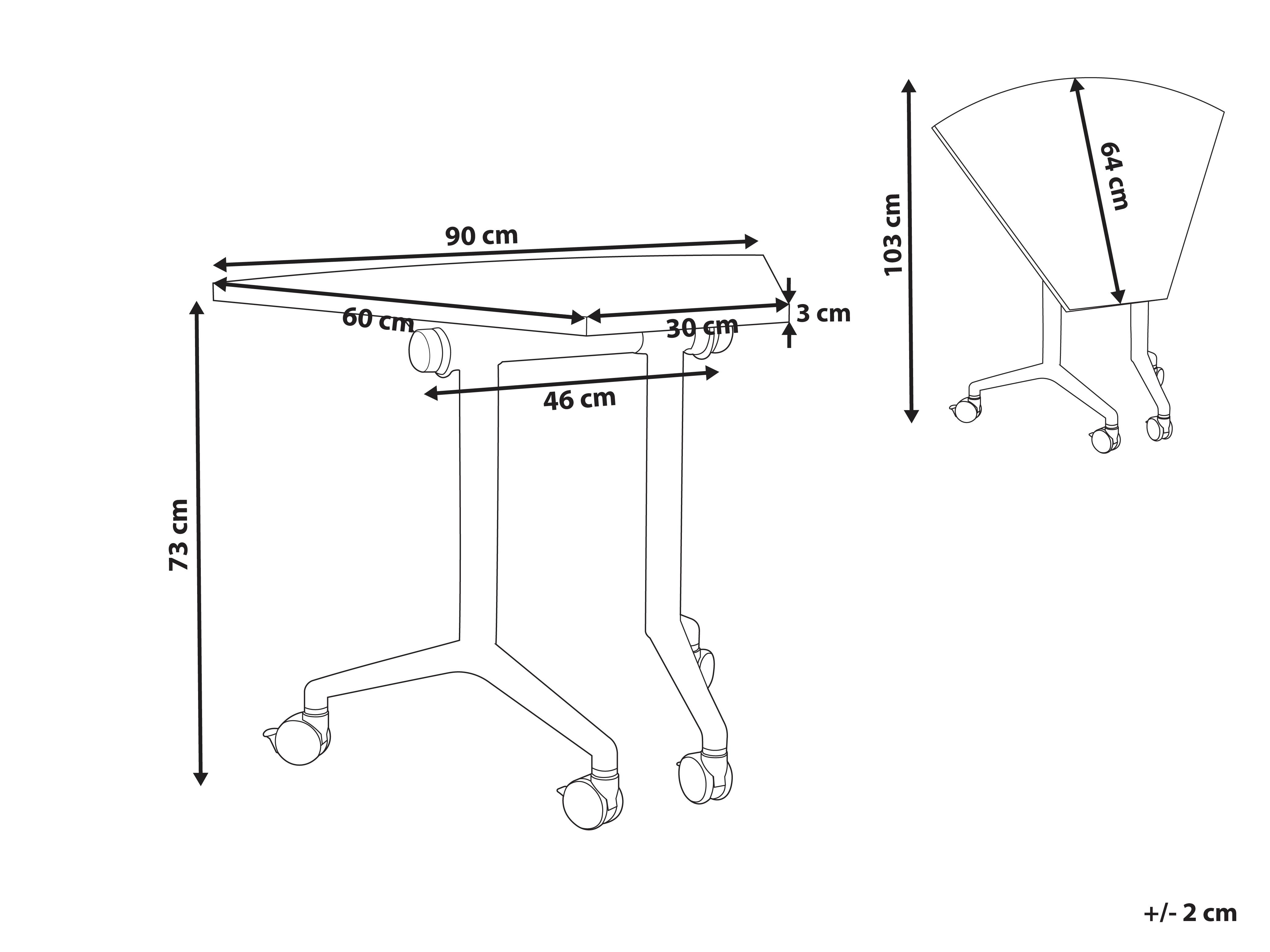 Opvouwbare hoekbureau-module CAVI Lichtbruin 90 cm 64 cm