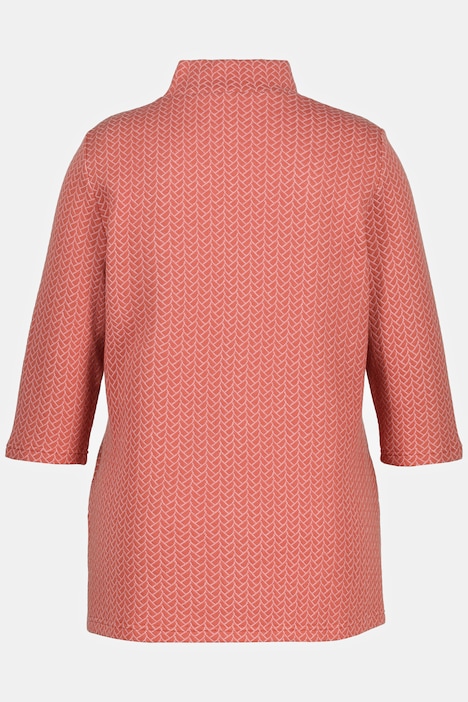Sweatshirt, Jacquard, Stehkragen, 3/4-Arm, Biobaumwolle
