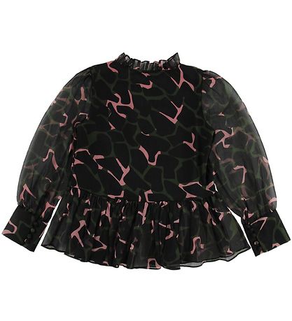 Emporio Armani Skjortebluse - Sort m. Army Grøn/Rosa