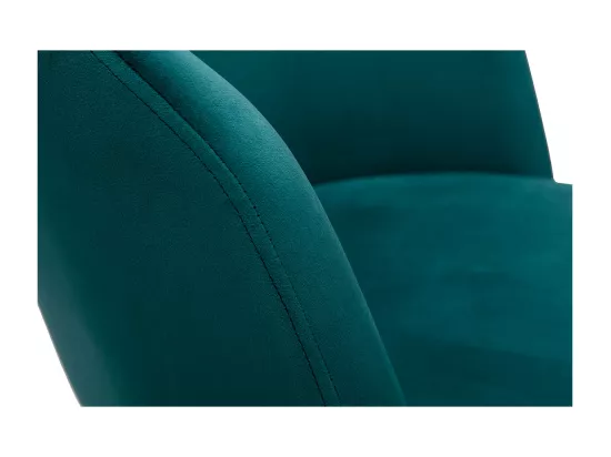 Chaise de bureau à roulettes en tissu velours bleu pétrole et métal noir VANITY
