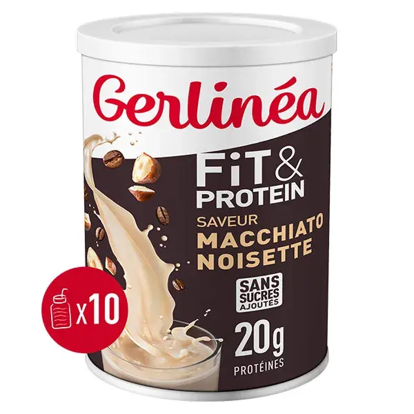 Gerlinéa Fit & Protein Hazelnut Macchiato Milkshake Proteico 20g de Proteína Caixa com 10 Milkshakes