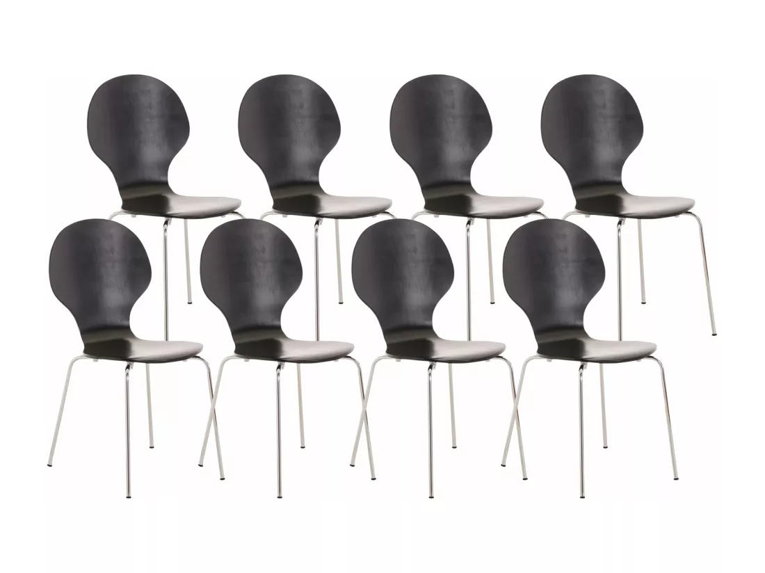 Lot de 8 Chaise de conférence - Bois - Noir - DIEGO