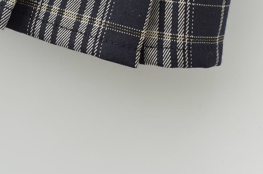 Sundine - Geruite mini-A-lijn rok met lage taille en knoopaccent