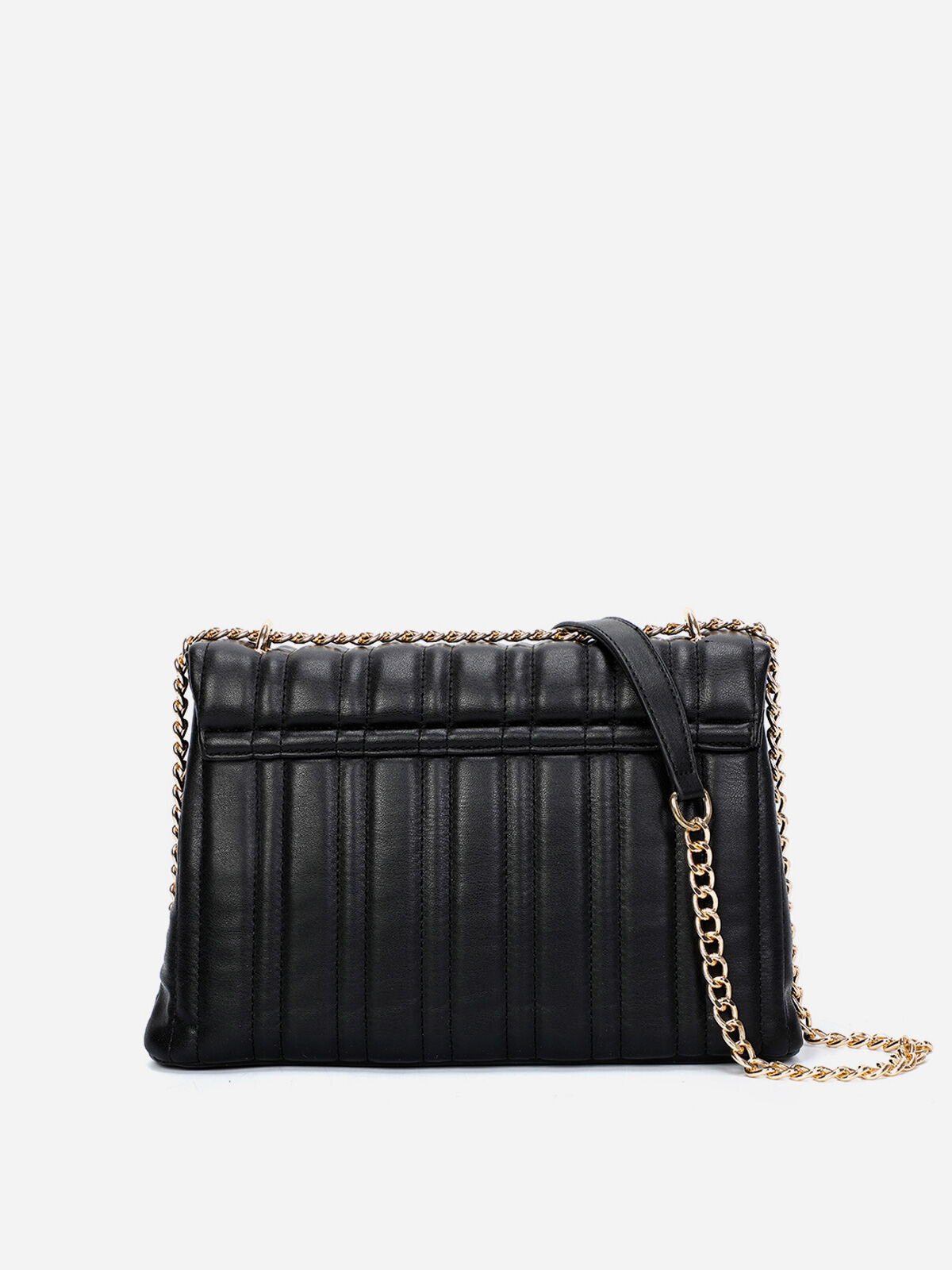 Sac bandoulière matelassé à rabat- Noir