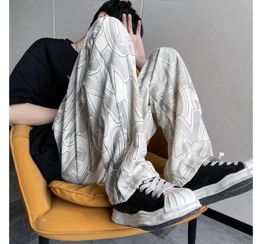 DuckleBeam - Rechte broek met trekkoord en tekstprint