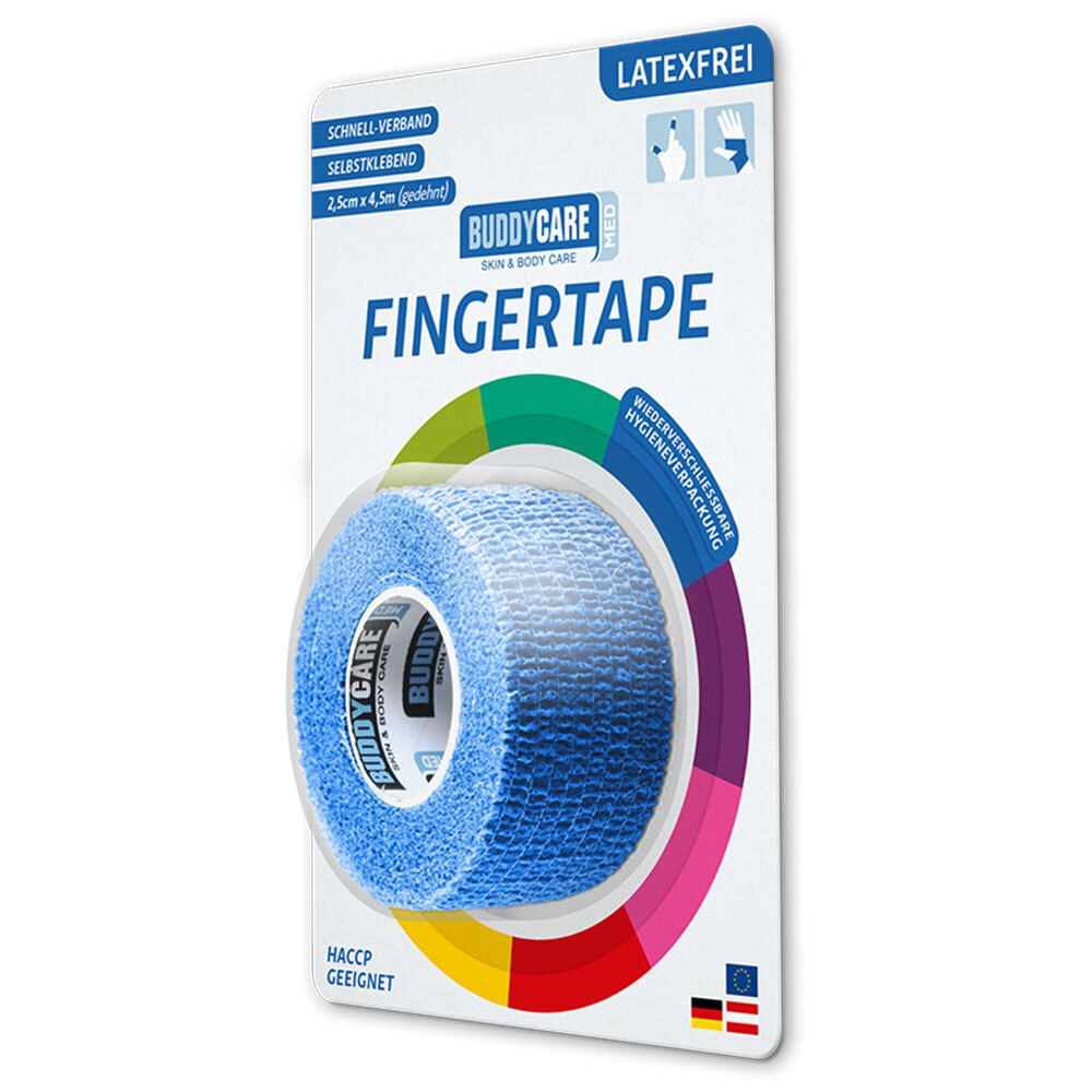 BUDDYCARE® MED Fingertape BLAU 2,5 cm x 4,5m Latexfrei