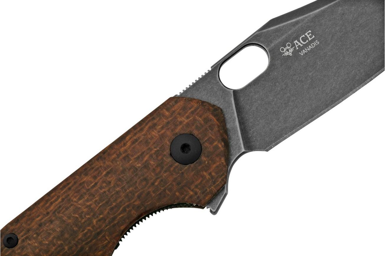 GiantMouse ACE Jutland Burlap Canvas Micarta PVD Vanadis 4E, zakmes