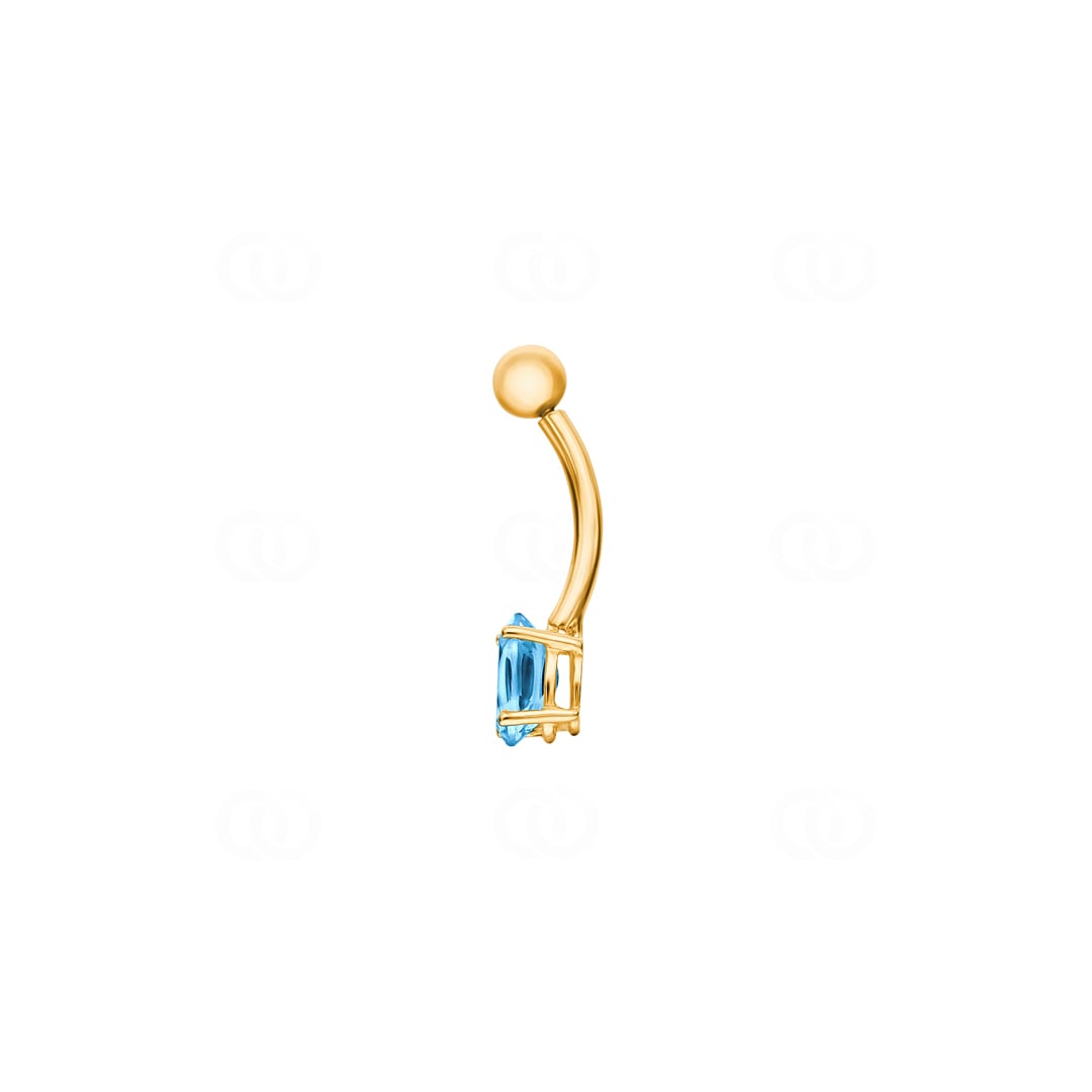 Bauchpiercing 750/18 K Gelbgold mit Blautopas oval