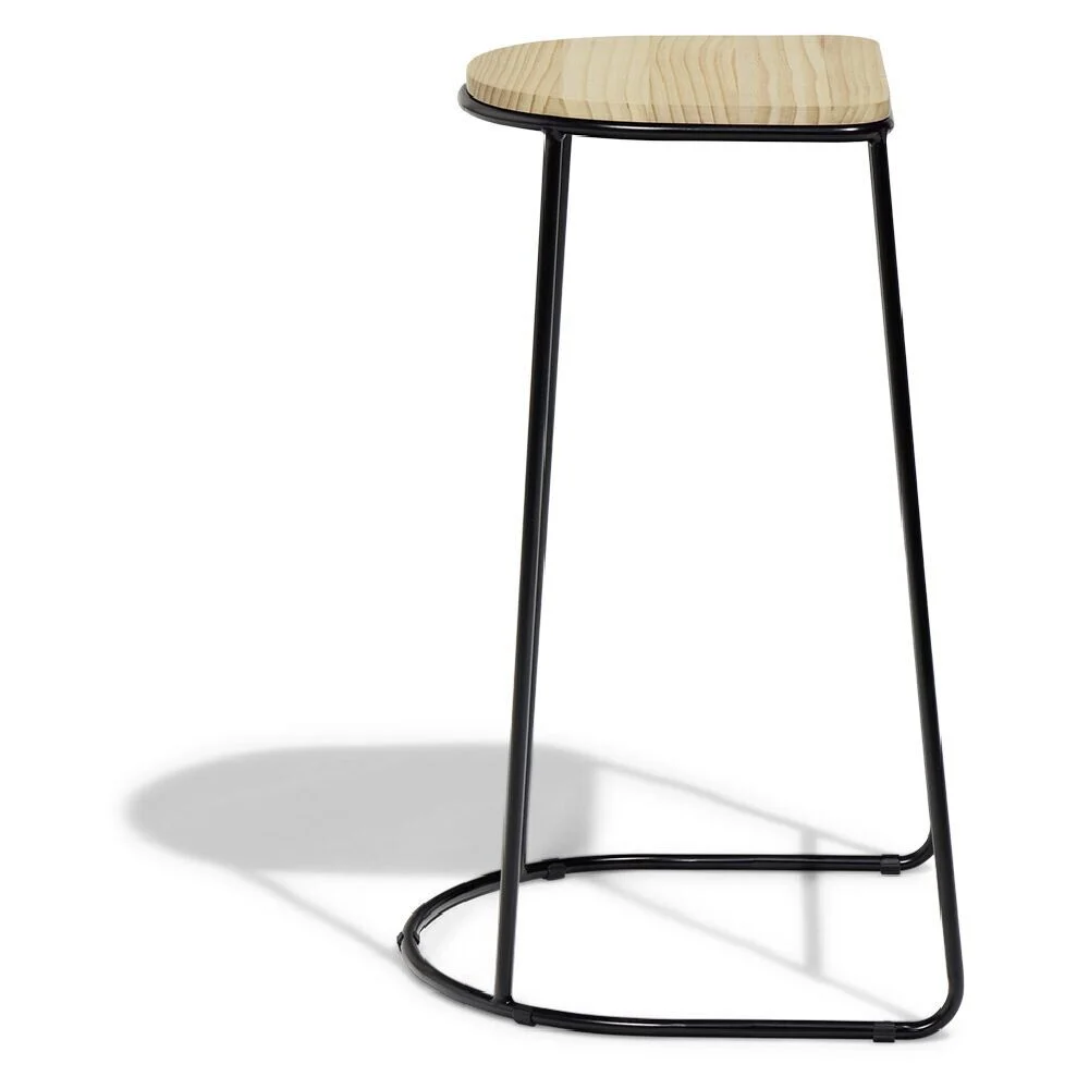 Tabouret de bar 32xH69,5x32cm pin et métal noir