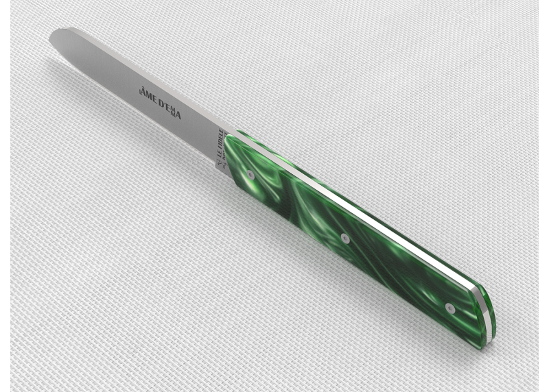 Service de 6 couteaux de table avec un manche en Madreperlato Vert et lame en acier inoxidable