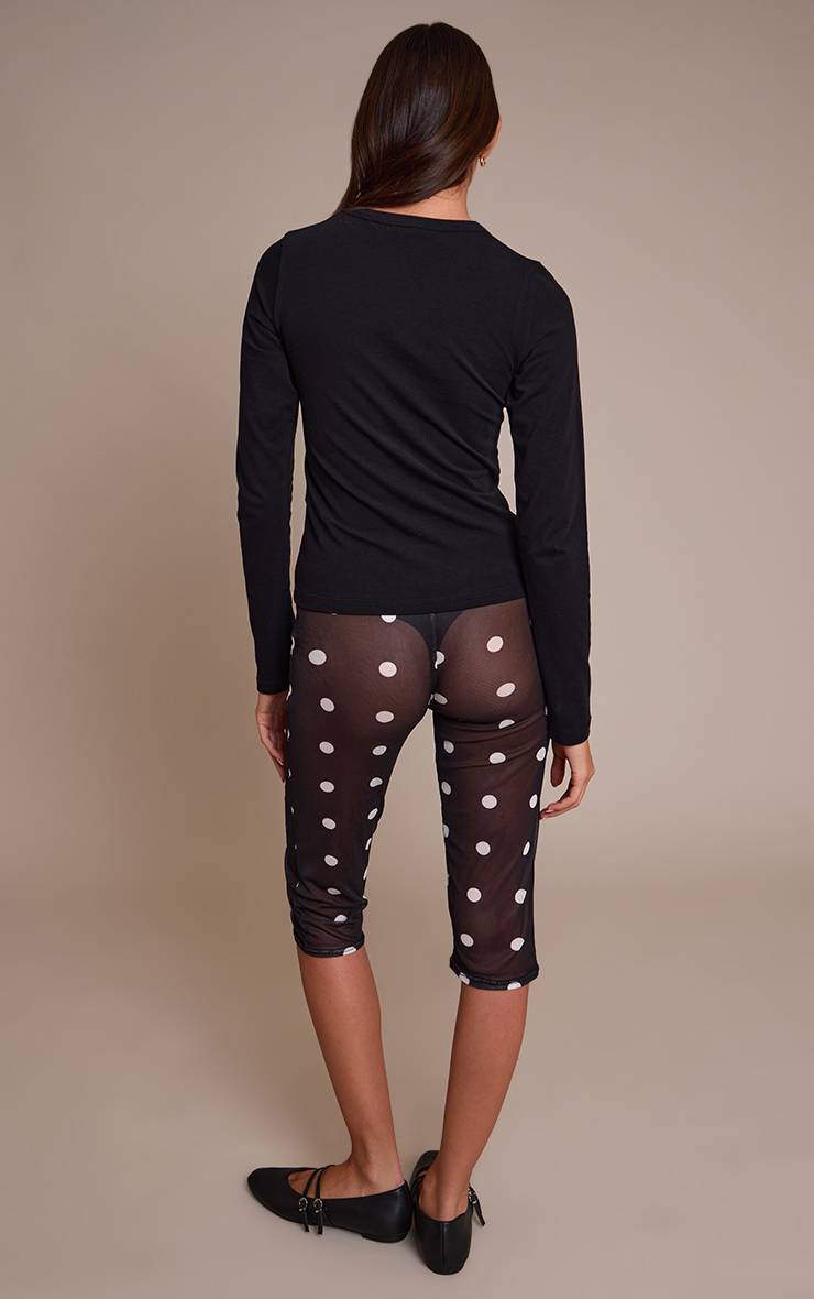 Noir Pantalon Capri En Mesh À Pois