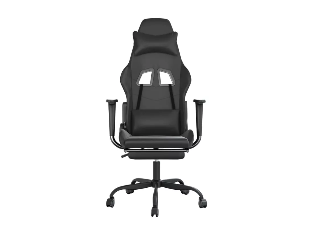 Chaise de jeu de massage avec repose-pied Noir Similicuir