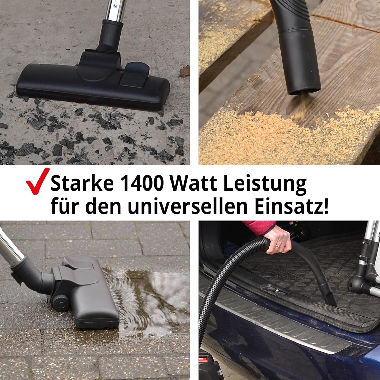Hecht Nass und Trockensauger – starker Industriestaubsauger mit Steckdose – Einschaltautomatik – 35 Liter Behälter – Blasfunktion – umfangreiches Zubehör – mit & ohne Beutel - Nass Trockensauger