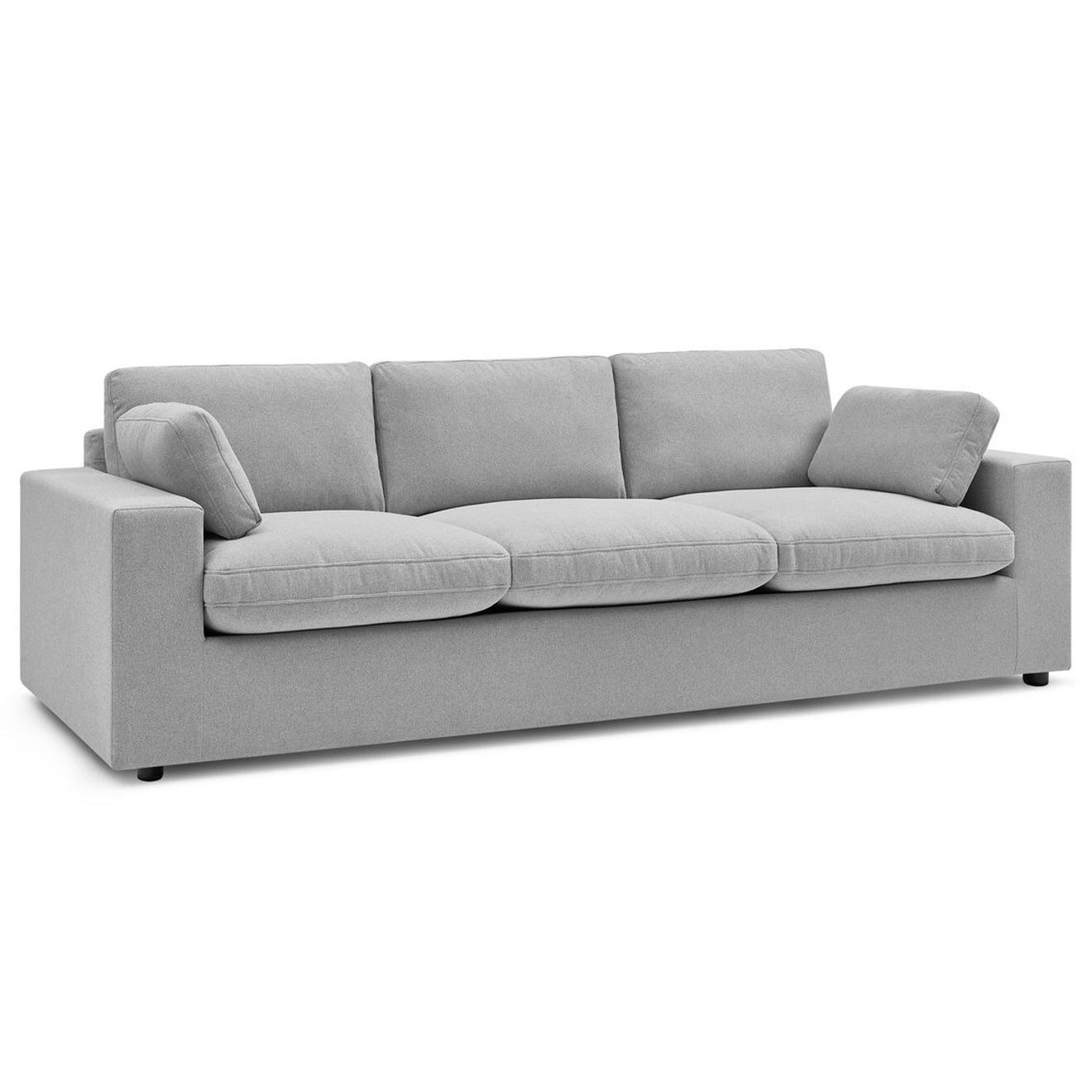 Bobochic Canapé droit fixe 3 places belair gris clair - 250x93x80 cm