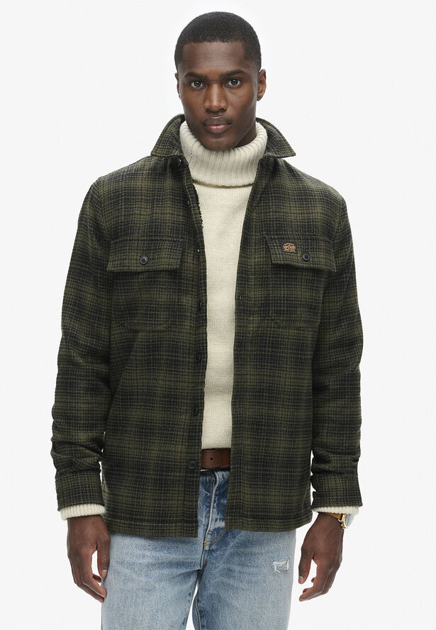 Superdry WOOL MILLER OVERSHIRT Haze ombre olive