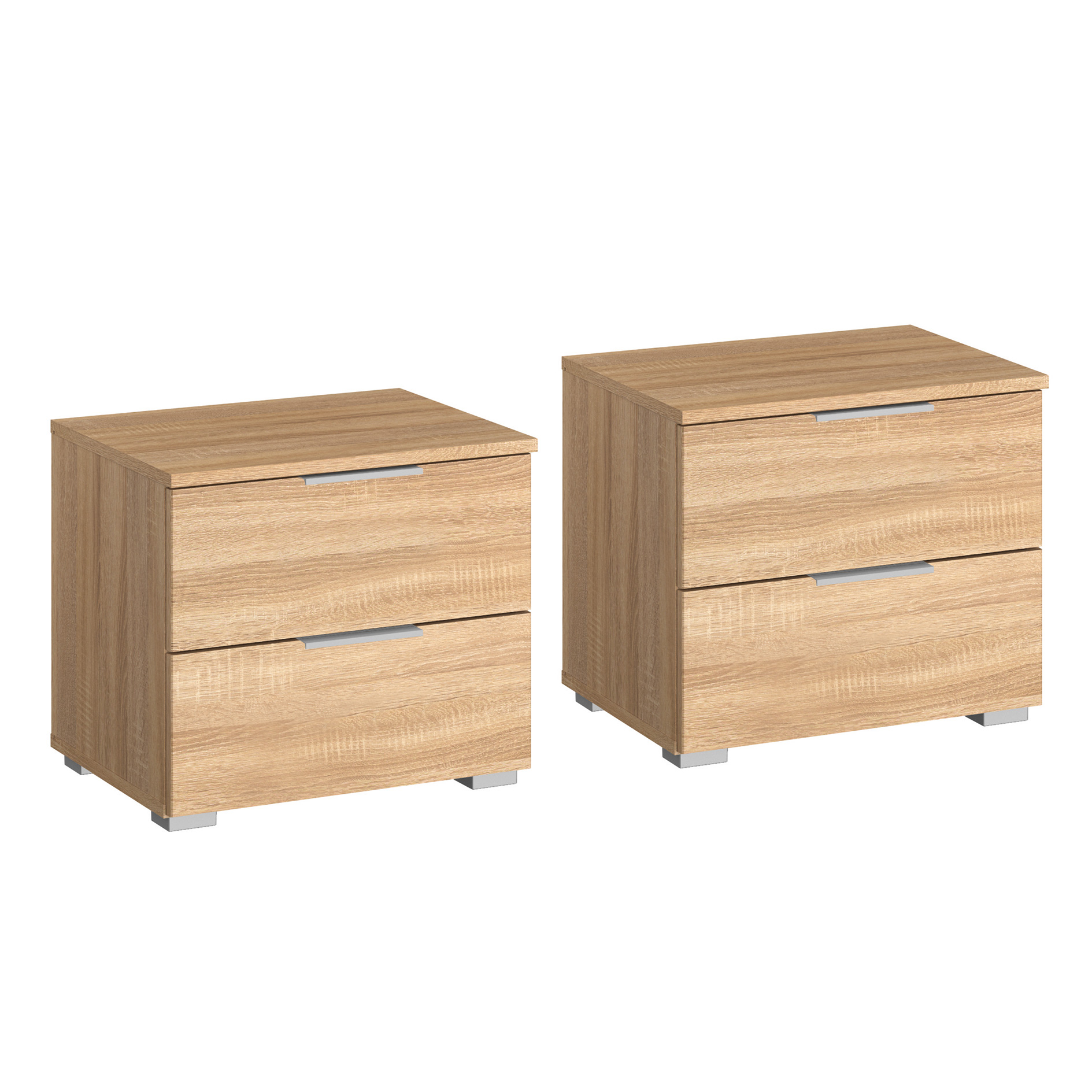 2er-Set-Nachttisch - Sonoma Eiche - 2 Schubkästen - 47 cm