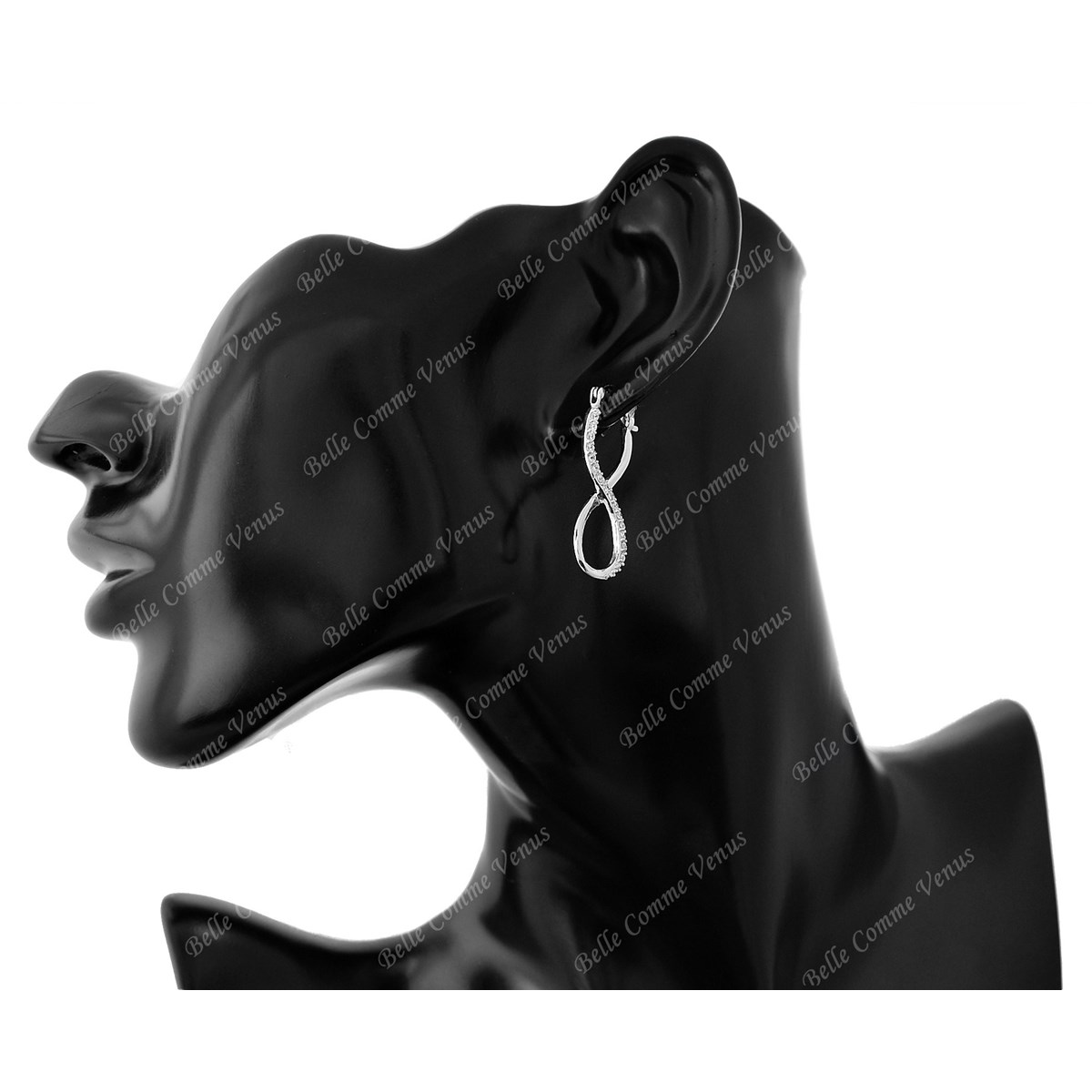 Boucles d'oreilles créole infini oxyde de zirconium Argent 925 Rhodié