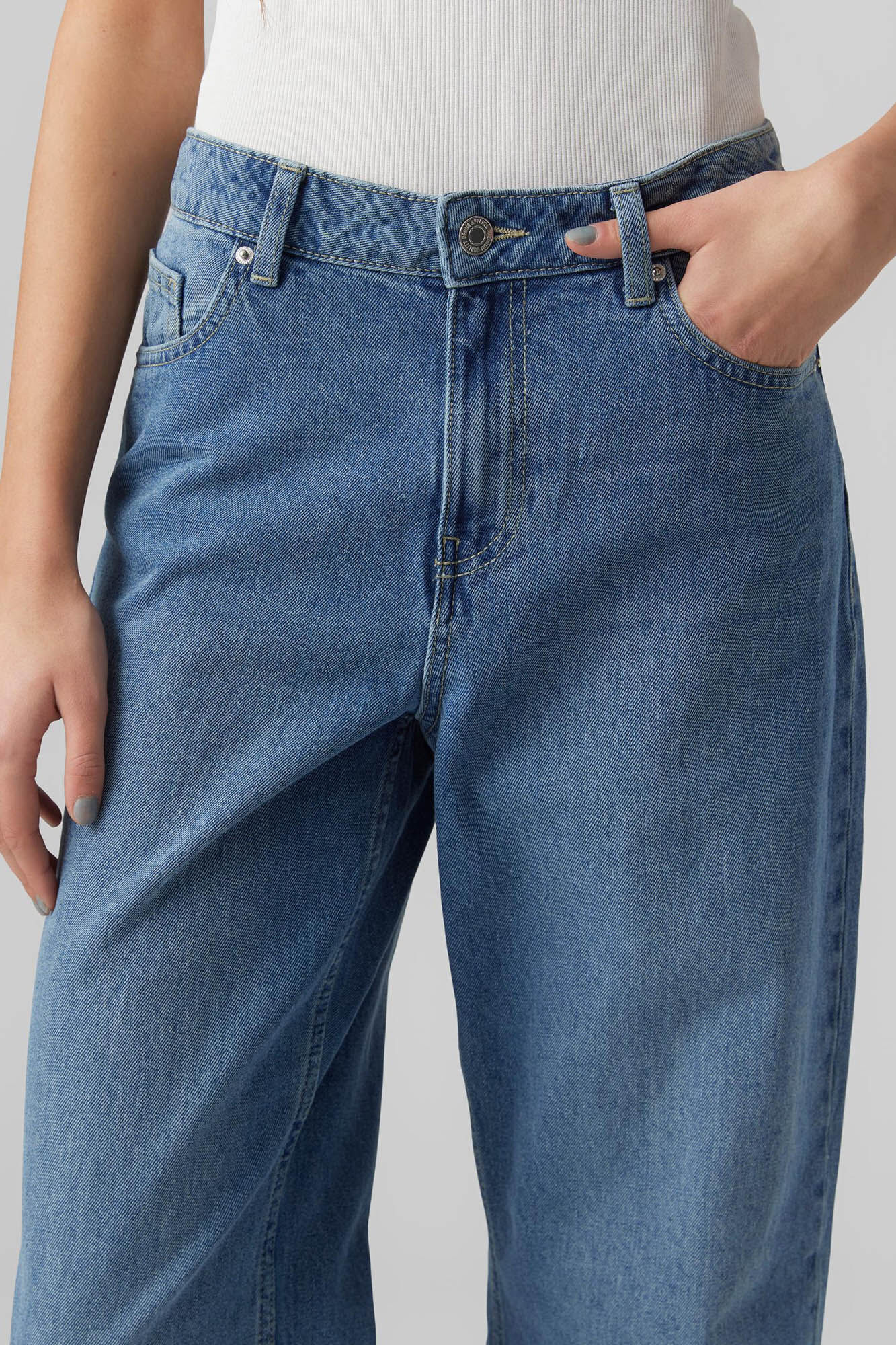 Calça jeans folgada - Azul