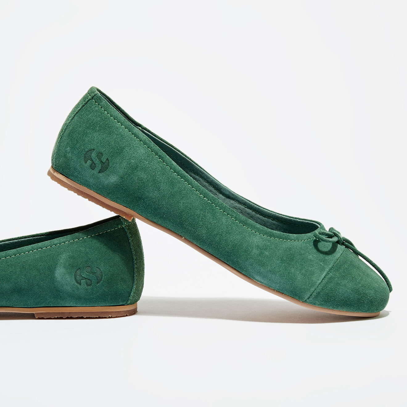 Superga Ballerines en cuir  vert forêt foncé
