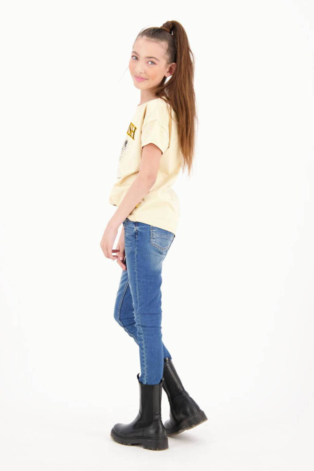 Vingino T-shirt Hemly met printopdruk lichtgeel