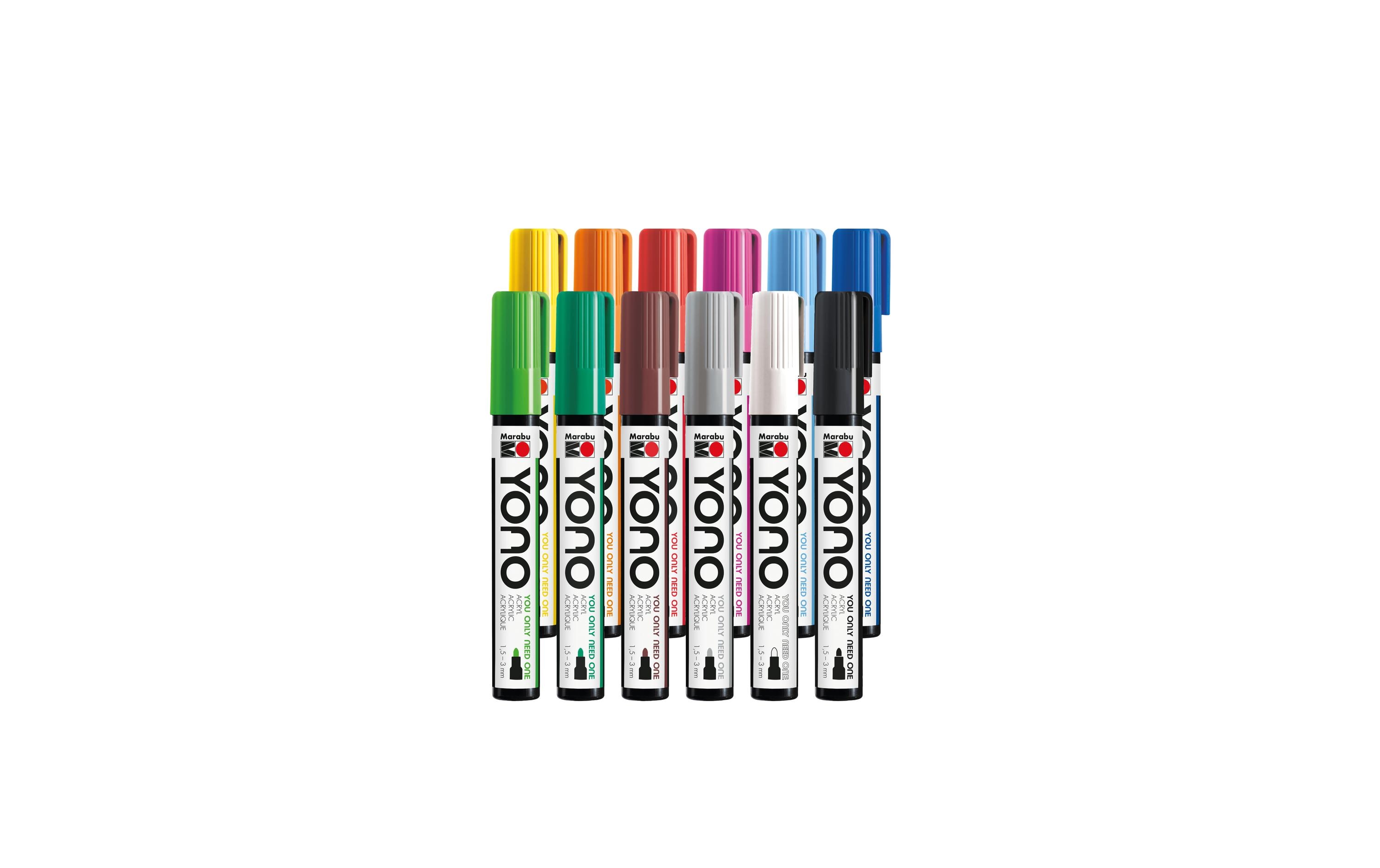 Acrylmarker YONO Set 1.5 - 3 mm 12-teilig, MehrfarbigAcrylstifte für alle Fälle
