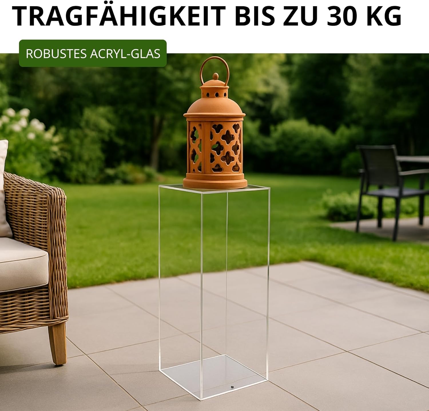 StarK Dekosäule aus klarem Arcylglass, Blumenständer (XL = 35x35x100cm Hoch) Blumensäule,Pflanzenständer [belastbar bis 30kg]