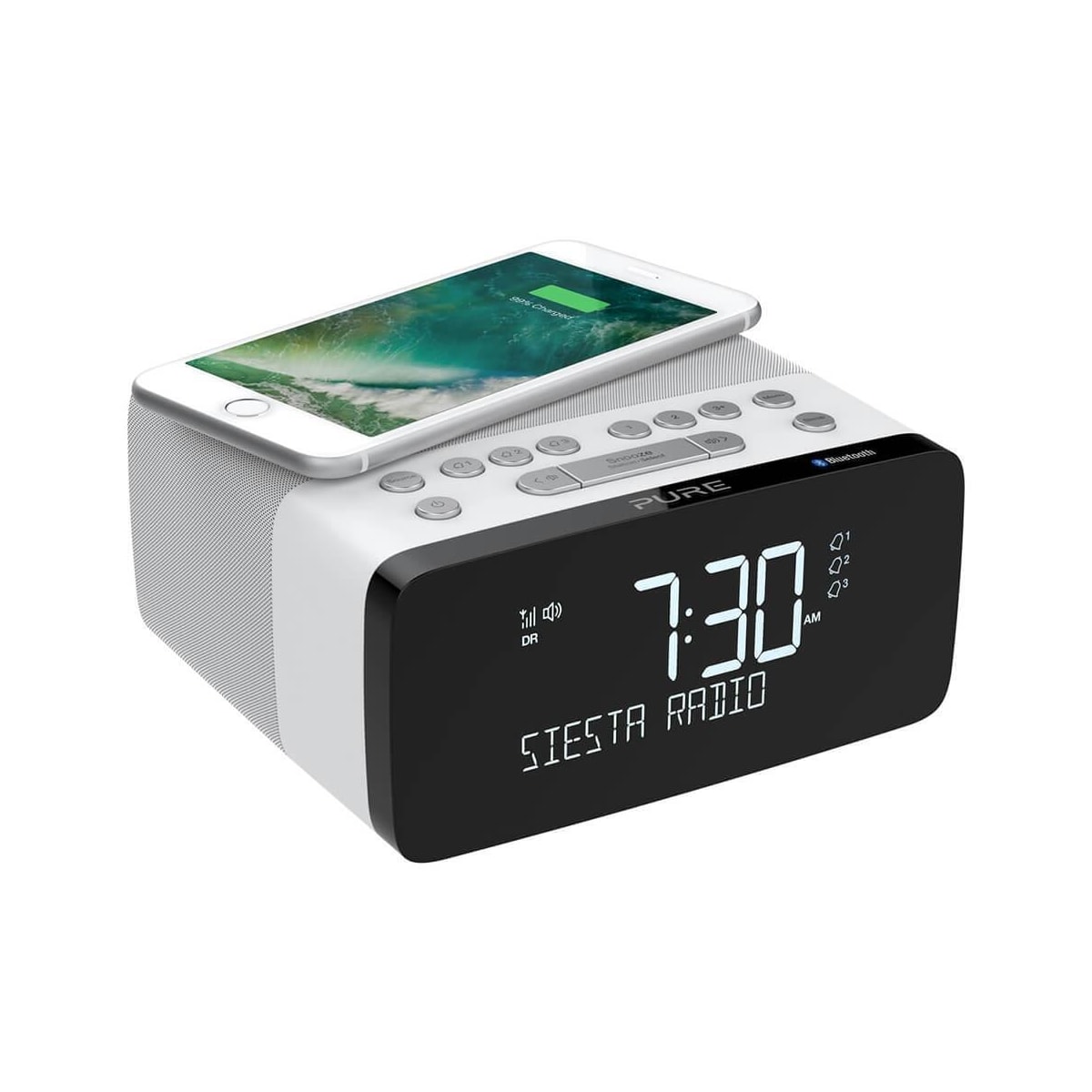 PURE FM/DAB/DAB+/BT/Qi Siesta Charge Klokkeradio Polar