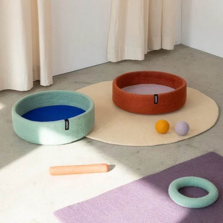 myfelt - Fine Hundekorb Ø 60 cm, Inlay royalblau