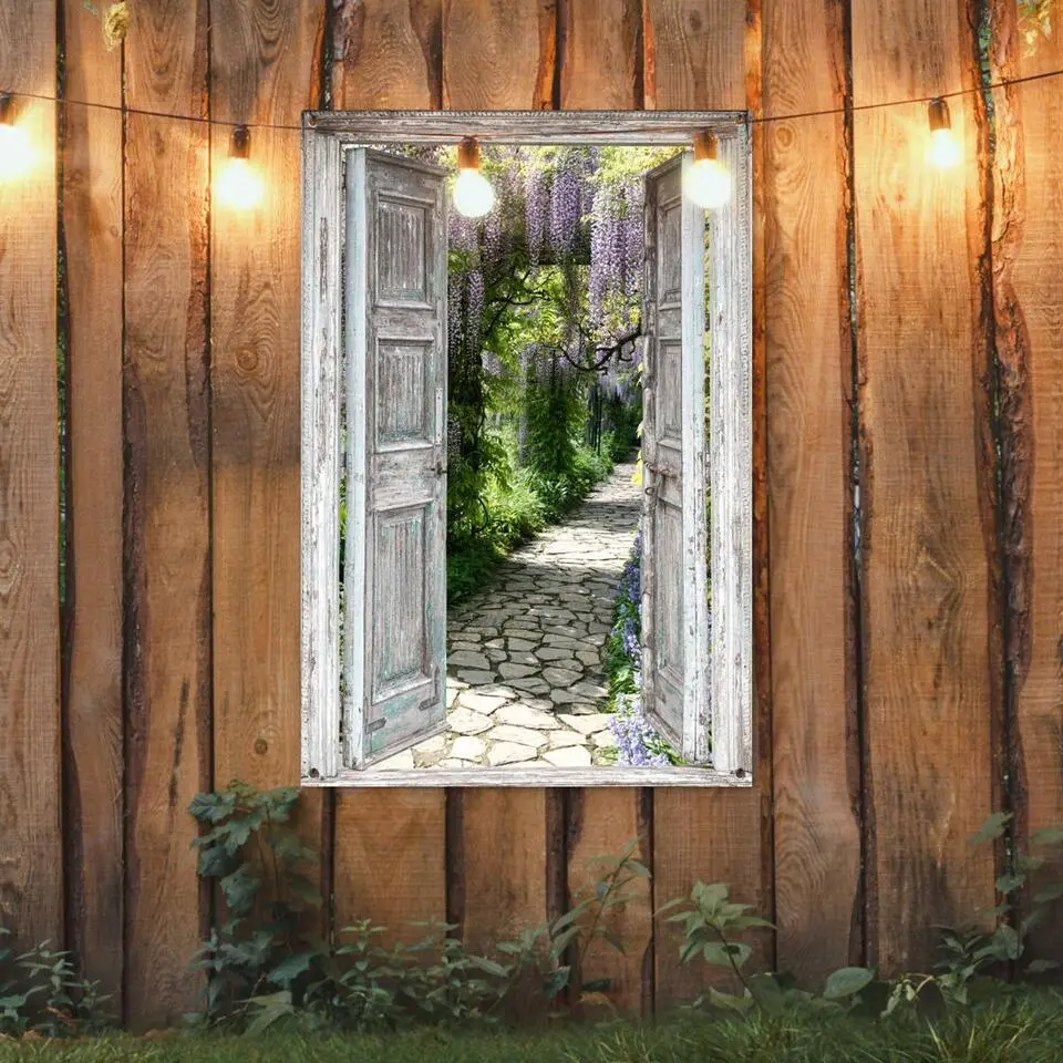 MuchoWow Tuinposter 80x120cm Doorkijk Bos Stenen Lente