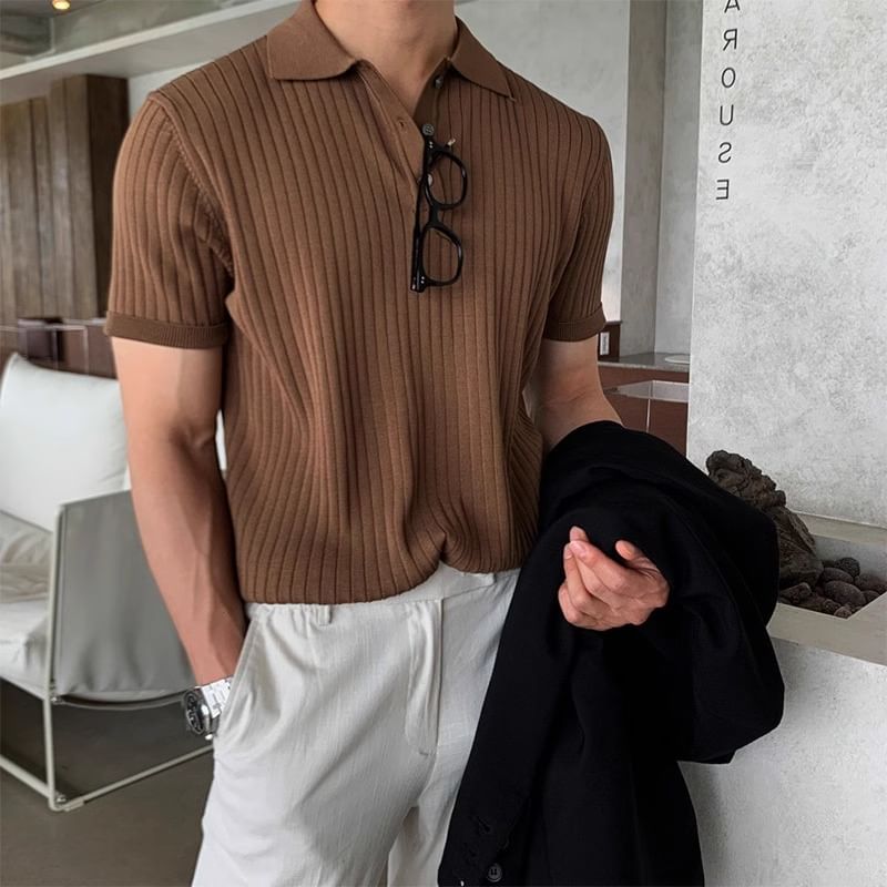 Capbrew - Poloshirt met korte mouwen en effen ribbels