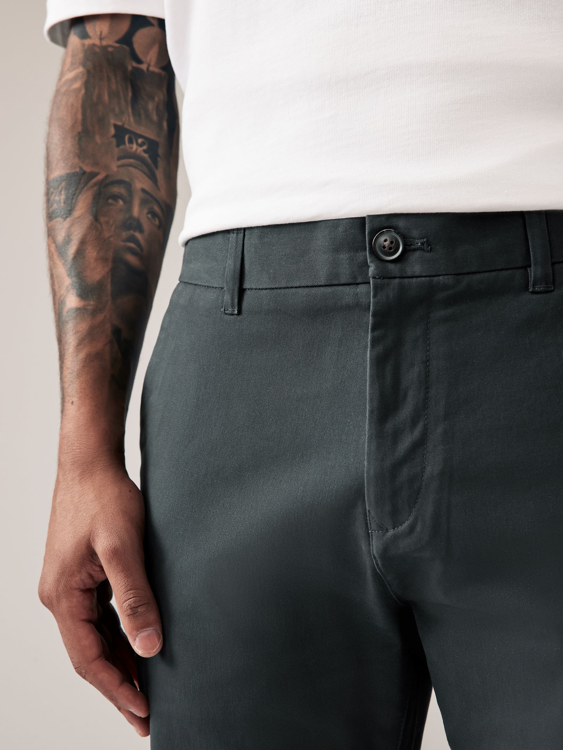 Antracietgrijs - Straight fit - Stretchy chino