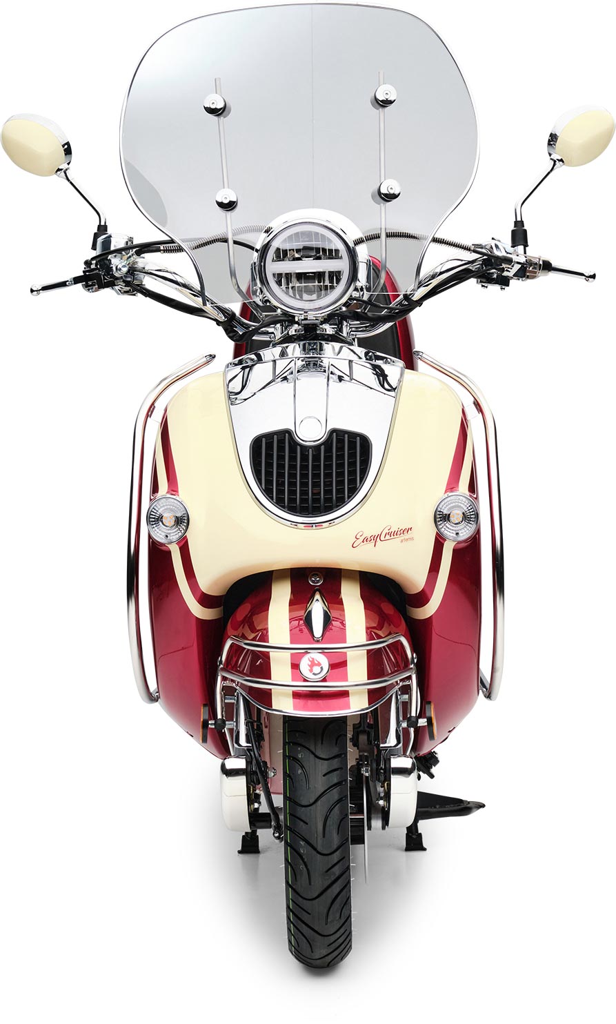 Motorroller Retro EasyCruiser Artemis Rot Beige 50ccm 45 kmh Moped Scooter