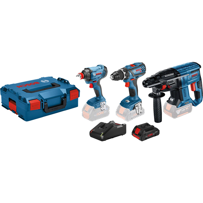 Bosch 3 toolkit accu combopack 18V 3x 4,0Ah Li-ion