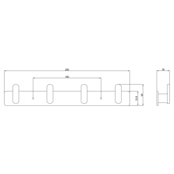 Wandkapstok Joe zwart aluminium 295 mm