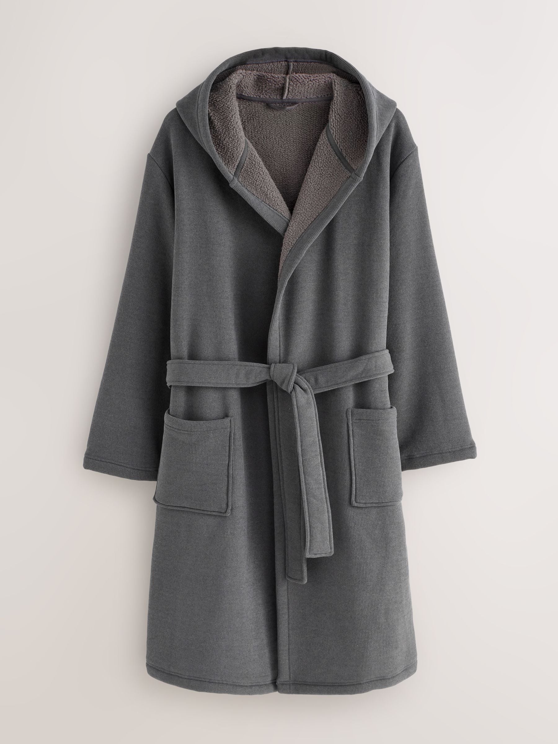 Leisteen grijs - Corded Textured Dressing Gown