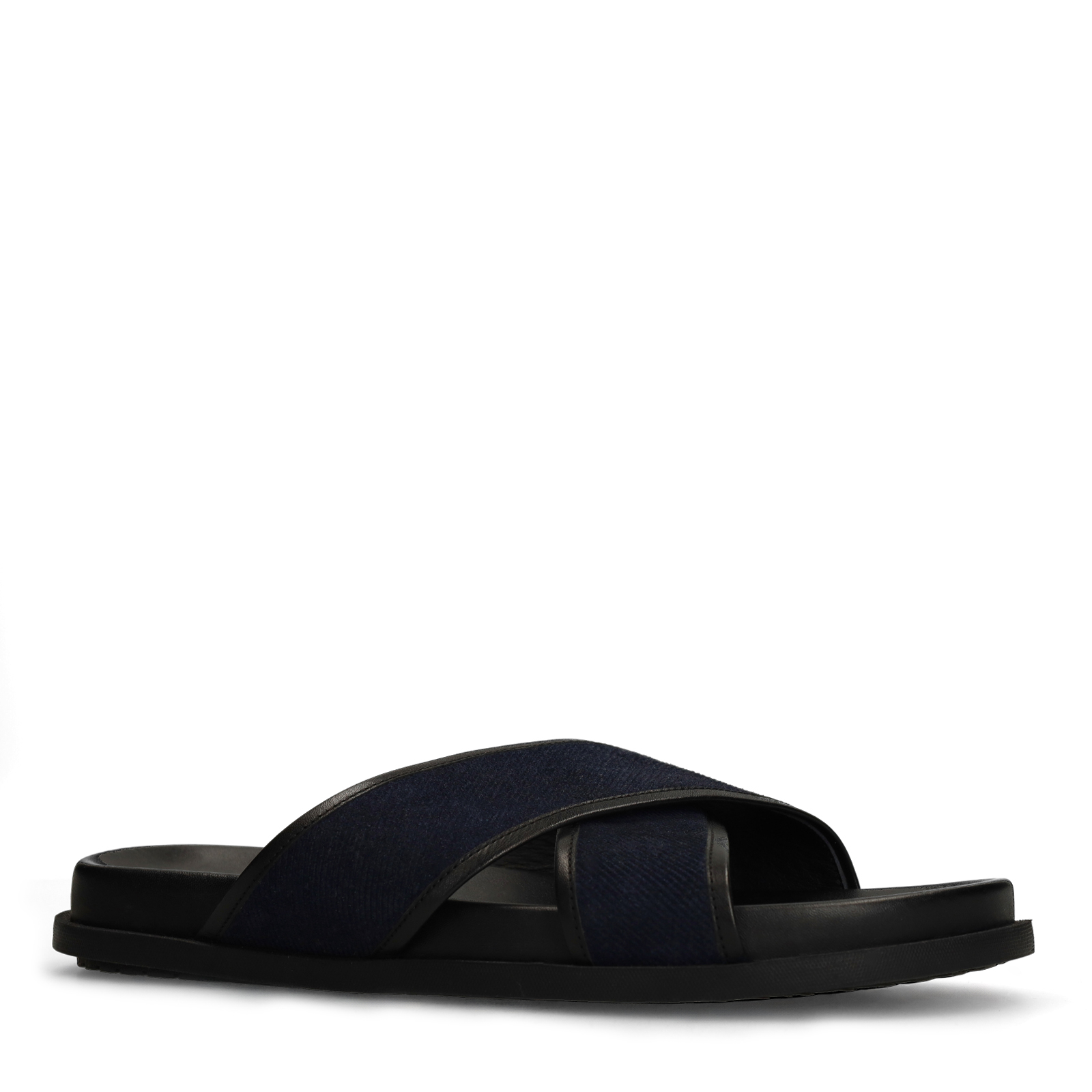 Donkerblauwe suède slippers