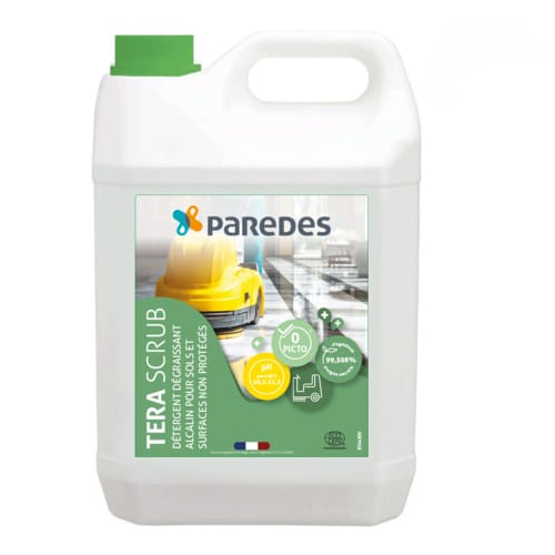 Détergent dégraissant alcalin Ecocert pour sols et surfaces non protégés Paredes TERA SCRUB 5L